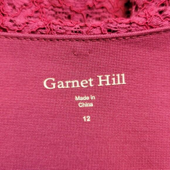 Garnet Hill Raspberry Pink Lace Dress Cap Sleeves Sheath Midi - Picture 10 of 14